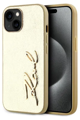 Immagine prodotto di Custodia Karl Lagerfeld per iPhone 14 Pro Max - Rugosa - Firma in metallo - Oro