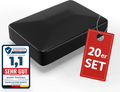 Produktbild von Qualinos Pfostenkappen 60x40 mm Walmdach Pyramide Schwarz 9005 (20 Stück) – Abdeckkappen für Doppelstabmattenzaun