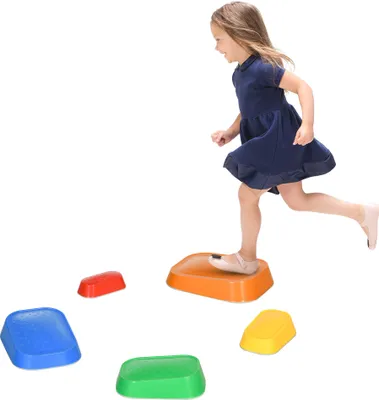Produktbild von ZONEKIZ Balance-Steine für Kinder von 3–8 Jahren, Set mit 5 Flussüberquerungssteinen für Gleichgewichtstraining und Förderung der Koordination, 36 x 27,5 x 31 cm, mehrfarbig