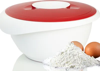 Produktbild von Westmark Rührschüssel mit zweigeteiltem Deckel, 2,5 l, weiß/rot, 3153227R
