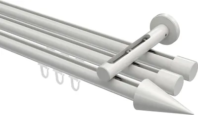 Produktbild von Interdeco Innenlaufstange / Gardinenstange mit Innenlauf Weiß, Typ Siteno Savio (Kegel), 20 mm Ø 3-läufig, 220 cm