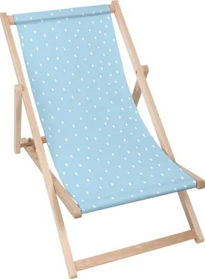 Produktbild von Dreamroots Liegestuhl klappbar Holz bis zu 130 kg, Sonnenliege klappbar mit 3-stufiger Neigungsregulierung der Rückenlehne, White Dot on Blue