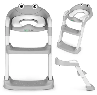 Produktbild von Kindertoilettensitz mit Stufen und Leiter, grau, ECOTOYS