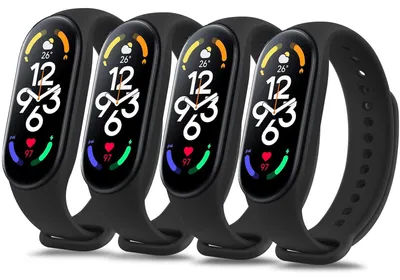 Productafbeelding van Silikon Sportarmband voor Xiaomi Mi Band 7 - 4 Stuks (Zwart)
