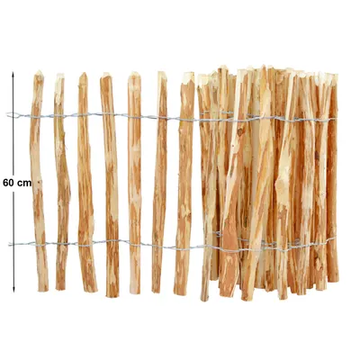Produktbild von Staketenzaun Gartenzaun Zaunlatte Holzzaun Haselnussholz Bauernzaun Zaun 5m Höhe: 60 cm, Lattenabstand 3-4 cm