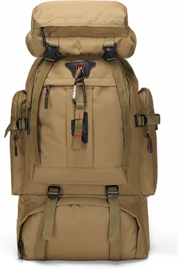 Produktbild von CMYbabee 80L Camping-Wanderrucksack, Großer Survival-Jagdrucksack, wasserdichter taktischer Rucksack für Herren und Damen, leichter Molle-Militärrucksack für Outdoor-Reisen, Khaki