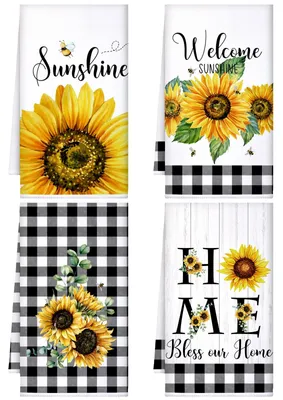 Produktbild von Bencailor 4 Stück Sonnenblumen Küchentücher, Gelb, Sonnenblume