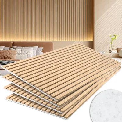 Obrázok produktu pre Akustické panely, nástenné panely, 120x60 cm, biela jelša, sivý filc, UV ochrana, 4 kusy