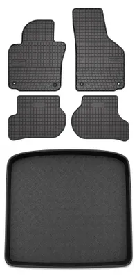Productafbeelding van Rubberen automatten + kofferbakmat voor Seat Toledo III 2004-2012 (sedan) – 5-delig, zwart, op maat – Wielganizator SolidPRO