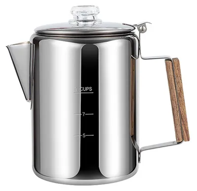 Produktbild von Camping-Kaffee-Perkolator aus Edelstahl für 9 Tassen (1400–2000 ml) – Herd-Kaffeekanne für Outdoor, ideal für Camping, Wandern und Picknick