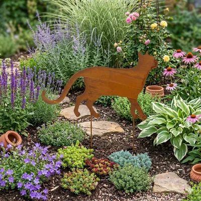 Imagen del producto de Estaca decorativa "Gato sigiloso" – Un toque vibrante para su jardín