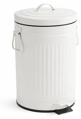 Productafbeelding van Relaxdays Vuilnisbak, 12 liter, voor keuken of badkamer, met uitneembaar binnenbakje, voetpedaal, soft-close deksel, metaal, witte afvalbak, AI-gegenereerde afbeelding