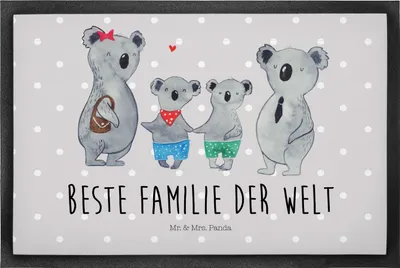 Produktbild von Mr. & Mrs. Panda fußmatte Koala Familie zwei 50 x 75 cm - Grau Pastell - Geschenk, Koalabär, Schmutzmatte, Muttertag, Vorleger, Schmutzfangmatte, abstreifer, Gummimatte