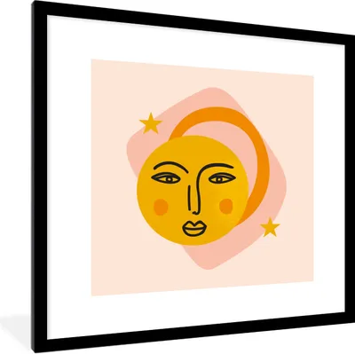 Produktbild von MuchoWow® Gerahmtes Poster Sonne - Rosa - Sommer 40x40 cm - Poster mit Schwarzem Bilderrahmen Wandposter Rahmen Foto Bilder - Poster - Plakat im Rahmen