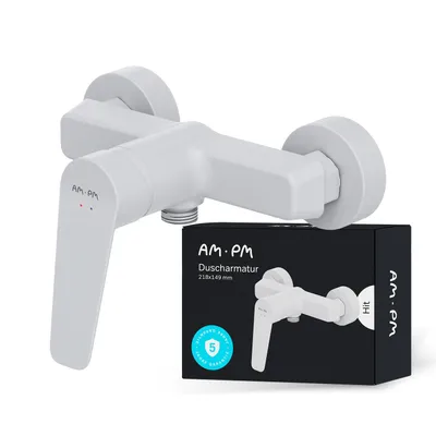 Produktbild von AM.PM Duscharmatur Einhebel Brausebatterie Weiss Armatur Mischbatterie Brausearmatur Brausebatterie Wasserhahn Bad Mischbatterie Dusche