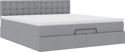 Produktbild von Ottoman-Bett mit Matratze Hellgrau 180x200 cm Stoff