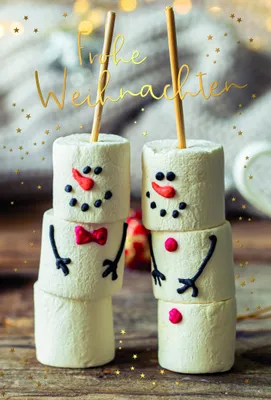 Produktbild von Weihnachten Grußkarte - Glückwunschkarte mit Umschlag - Schneemänner