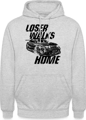Produktbild von Spreadshirt Fast and Furious Sportwagen Loser Walks Home Uni Hoodie, S, Hellgrau meliert
