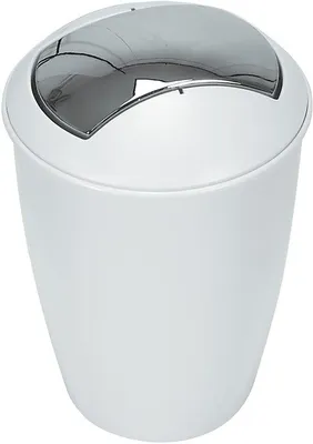 Immagine prodotto di Uniqoos® Contenitore per rifiuti bianco elegante, capacità 5 litri, con coperchio a ribalta, salvaspazio, dimensioni 30 x 20 cm, in polistirolo – ideale per bagno e cucina