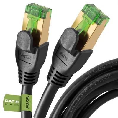 Produktbild von Vayox Cat 8.1 Patchkabel 3m S/FTP 40 Gbps 2000MHz | LAN Netzwerkkabel RJ45 Vergoldet | Highspeed Ethernet Kabel für Gaming Router Server