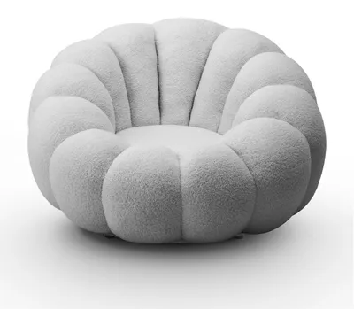 Produktbild von YOURHOUSE24 Drehsessel ORIA, Boucle-Stoff, Sessel mit Fußstütze Relaxsessel mit Hocker, Farbe: Grau
