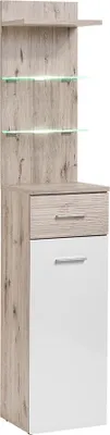 Produktbild von Garderobenschrank mit Beleuchtung, Eiche mit weiß Hochglanz, GALLIPOLI-164