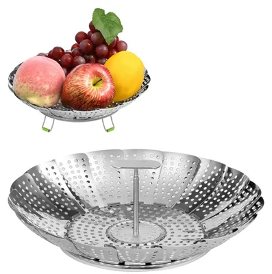 Produktbild von Dampfeinsatz - Einstellbar von 18-28 cm - Edelstahl Dünsteinsatz mit abnehmbarem Griff für Gemüse und Meeresfrüchte