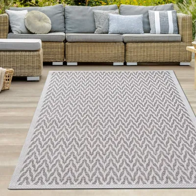Image de Tapis Beige Crème pour l'intérieur et l'extérieur résistant facile d'entretien moderne Taille - 140 x 200 cm