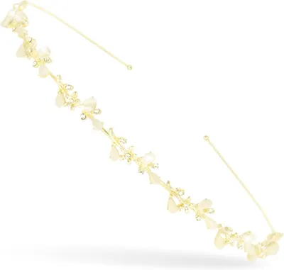 Immagine prodotto di Cerchietto per capelli metallico con strass, color oro, per donne, ideale per matrimoni e feste