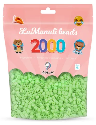 Zdjęcie produktu dla La Manuli Koraliki do prasowania jasnozielone 2000 szt. Midi 5 mm – prasowanki, koraliki termiczne, zestaw uzupełniający do pixel art