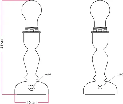 Produktbild von Tragbare, wiederaufladbare Lampe "Cabless14" mit Tropfenform und Vorrichtung für einen Lampenschirm
