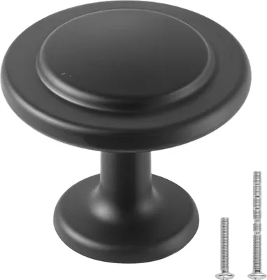 Produktbild von Möbelknöpfe - Schrankknöpfe 30er Pack - Ø 31 mm - Massive Zinklegierung - Mit Schrauben - Für Schränke & Schubladen - Schwarz