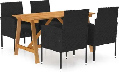 Produktbild von 5-tlg. Garten-Essgruppe Schwarz , Gartenmöbel-Sets Design 2024