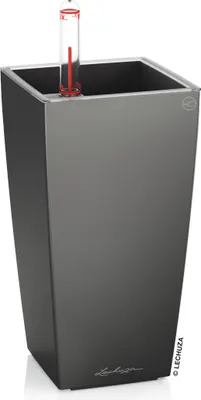Produktbild von LECHUZA-Pflanzgefäß MINI-CUBI Premium Anthrazit Metallic | Tischgefäß mit Bewässerungssystem | Metallic-Oberfläche | 9,5 x 9,5 x 18,5 cm | 18123