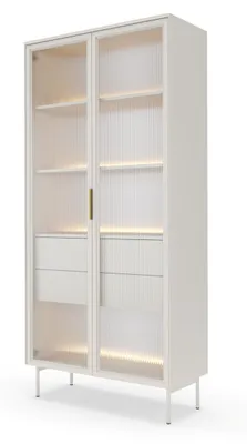 Produktbild von Masseno Vitrinenschrank GLORIA 194,6 x 91,5 cm Modern Wohnzimmer Vitrine, Kaschmir