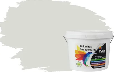 Produktbild von RyFo Colors Silikonharz Fassadenfarbe Lotuseffekt Trend Weißtöne Grauweiß 3l  - bunte Fassadenfarbe, weitere Weiß Farbtöne und Größen erhältlich, Deckkraft Klasse 1