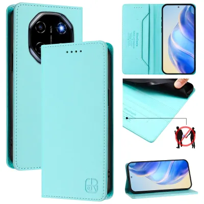 Image de Étui en cuir pour Blackview Shark 6, étui à rabat avec fentes pour cartes, portefeuille et support Turquoise