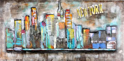 Produktbild von Wandbild Metallbild 3D New York Skyline 140x70x5cm Relief Unikat handgefertigt