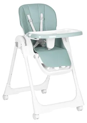 Image de ECOTOYS HA-013 : Chaise haute pour enfant, réglable en hauteur, avec harnais 5 points, couleur verte