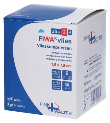 Produktbild von FIWA Vlieskompressen 7,5 x 7,5 cm steril, 50 St. Kompressen