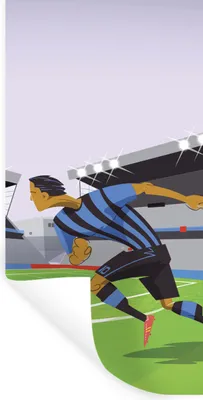 Produktbild von MuchoWow® Wandtattoo Wandsticker Wandaufkleber Eine Illustration von Spielern, die in einem Stadion Fußball spielen - Junge - Mädchen - Kinder 40x80 cm Selbstklebend und Repositionierbar - Repositionierbar - Wasser abweisend