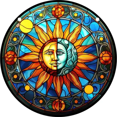 Produktbild von Sonnenfänger - Sonne und Mond im Buntglasfenster KP32186