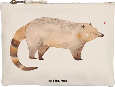 Produktbild von Mr. & Mrs. Panda Mäppchen Nasenbaer Größe M - Weiß - Geschenk, Pouch, Lustige Sprüche, Kulturtasche, Kulturbeutel, Kosmetiktasche, Schminktasche, Rüsselbär, Nasenbären