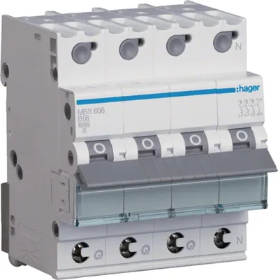 Immagine prodotto di Interruttore LS Hager, 3P+N, 6 kA, B-6A, QC, 4M, 1 pz.