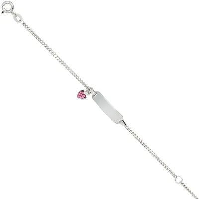Produktbild von Schildband Armband Armschmuck Herz Glasstein 925 Silber 12-14cm