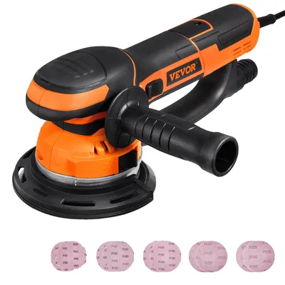 Image de Ponceuse excentrique VEVOR, 15,24cm DA & GA Ponceuse 850 W, 7400 tr/min, 6 vitesses, ponceuse vibrante Raccord de poussière pour le ponçage des détails dans le travail du bois