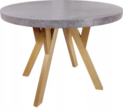 Produktbild von Runder Klapptisch aus Buche + hellem Beton Ø100/150