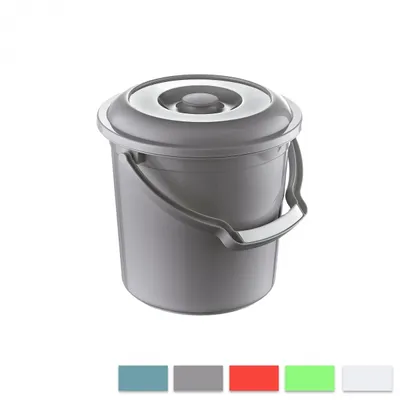 Produktbild von Robuster Kunststoff-Eimer mit 5 L Fassungsvermögen und Deckel für Reinigungsarbeiten