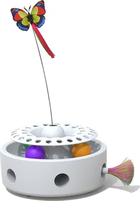Produktbild von 3-in-1 Katzenspielzeug – Automatisches Federspielzeug, Schmetterlingsspielzeug und Kugelbahn, ideal für Wohnungskatzen