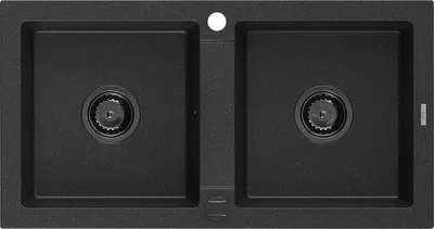 Produktbild von Mexen Mario 2-Becken-Granit-Spülbecken 820 x 436 mm, Schwarz/Silbermetallic, Siphon Schwarz - 6504822000-73-B
